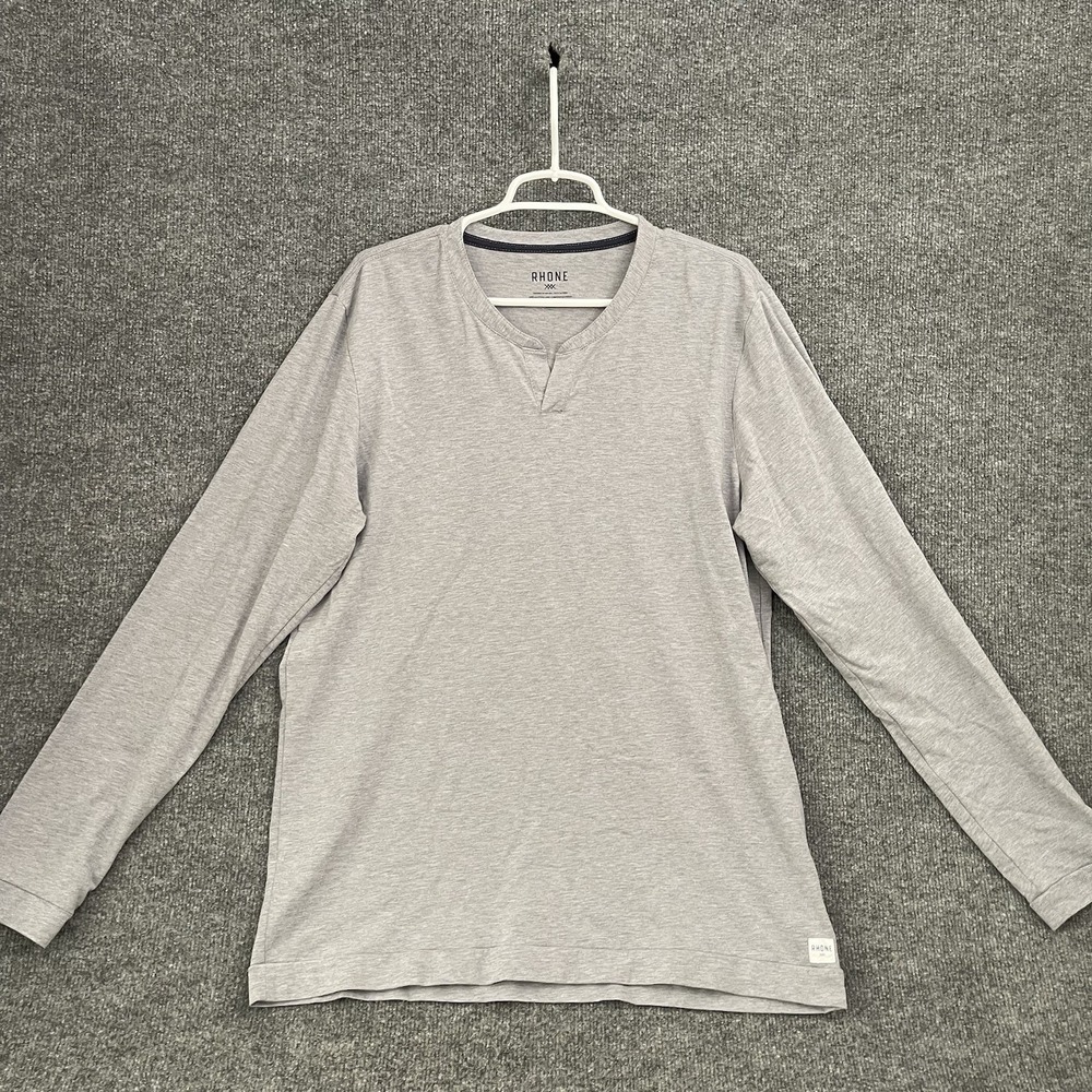 Rhone Element Lounge Henley Shirt Men's Sz L Long Sleeve Casual Gray
